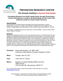 Information for flier - UNM Prevention Research Center
