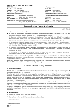 Information for Patent Applicants
