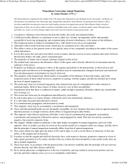 History of Psychology: Mesmer on Animal Magnetism