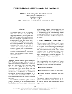 SWAT-MP: The SemEval-2007 Systems for Task
