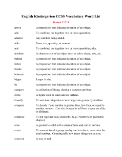 English Kindergarten CCSS Vocabulary Word List