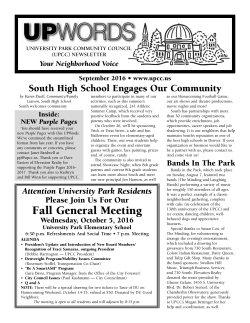 UPWords September 2016 - University Park Community Council