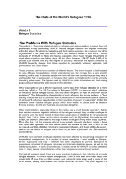 Annex I The Problems With Refugee Statistics