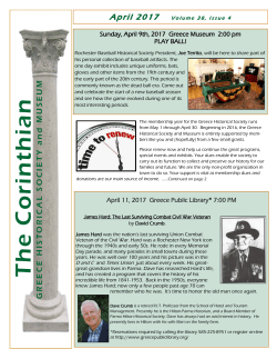 The Corinthian April 2017 - Greece Historical Society and Museum