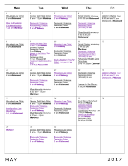 Calendar of Workshops