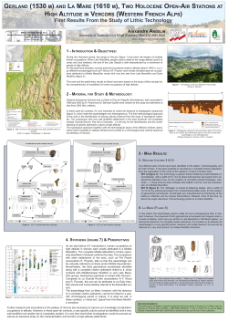 First Results From the Study of Lithic Technology