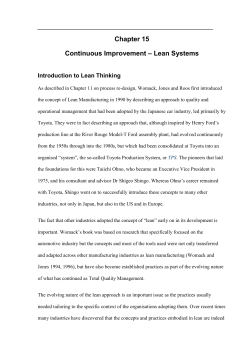 Chapter 15 Continuous Improvement &ndash; Lean Systems