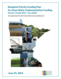 Nonpoint Priority Funding Plan for Clean Water Implementation