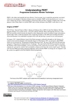 Understanding PERT - Mosaic Project Services Pty Ltd