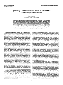 Optimizing Cue Effectiveness: Recall of 500 and 600 Incidentally