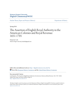 The Assertion of English Royal Authority in the American Colonies