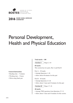 PDHPE HSC exam paper 2016 203 KB , 18 Pages