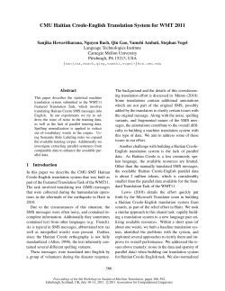 CMU Haitian Creole-English Translation System for WMT 2011