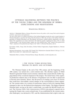 OTTOMAN MACEDONIA BETWEEN THE POLITICS OF tHe yOUNG