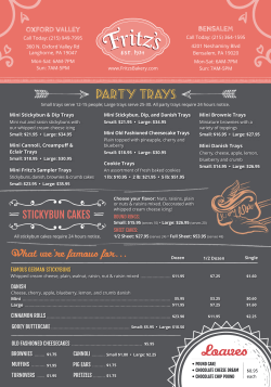 Party Trays - Fritz`s Bakery