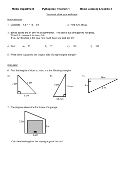 Maths Department Pythagoras` Theorem 1 Home Learning Lifeskills
