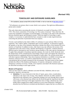Toxicology and Exposure Guidelines