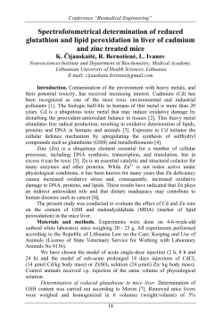 Spectrofotometrical determination of reduced glutathion and lipid