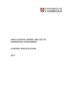 Anglo-Saxon, Norse, and Celtic Admissions Assessment