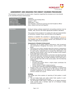 Assessment and Grading for Credit Courses