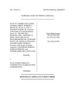 NO. 374A14-1 TENTH JUDICIAL DISTRICT SUPREME COURT OF