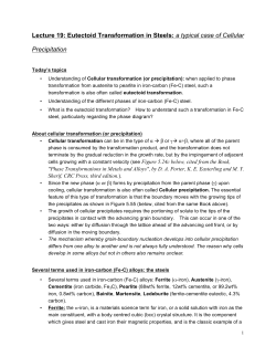 Lecture 19: Eutectoid Transformation in Steels: a typical case of