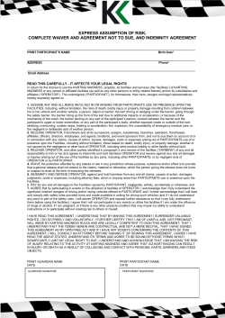 express assumption of risk, complete waiver and agreement not to