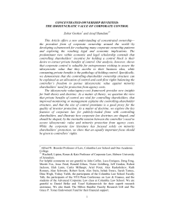 CONCENTRATED OWNERSHIP REVISITED: THE