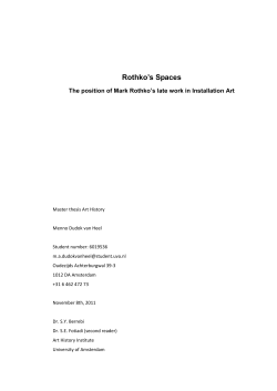 The position of Mark Rothko`s late work in Installation Art - UvA-DARE