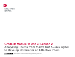 Grade 8: Module 1: Unit 3: Lesson 2 Analyzing Poems from Inside