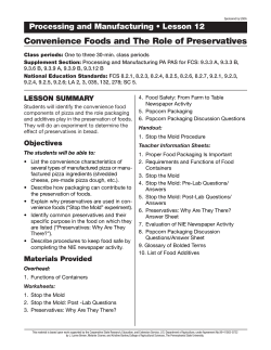Convenience Foods and The Role of Preservatives