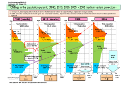 Change in the population pyramid (1990, 2010, 2030, 2055)