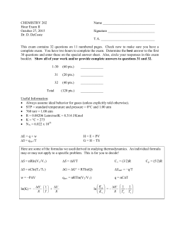 CHEMISTRY 202 Name Hour Exam II October 27, 2015 Signature
