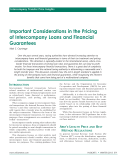 Important Considerations in the Pricing of Intercompany Loans and