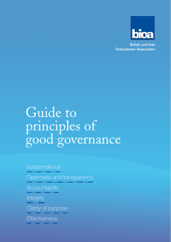 Guide to principles of good governance