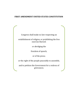 FIRST AMENDMENT UNITED STATES CONSTITUTION Congress