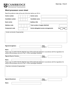 Exam Day &ndash; Form 5