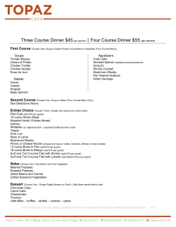 Three Course Dinner $45per person | Four Course Dinner $55