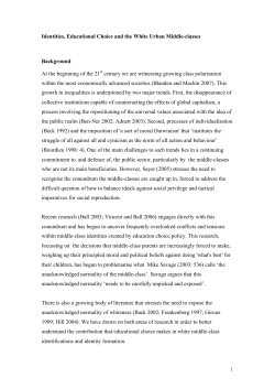Identities, Educational Choice and the White Urban Middle