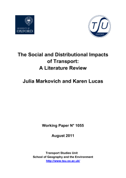 The Social and Distributional Impacts of Transport: A Literature