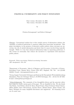 POLITICAL UNCERTAINTY AND POLICY INNOVATION