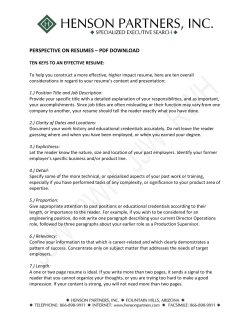 PERSPECTIVE ON RESUMES &ndash; PDF DOWNLOAD
