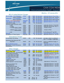 CMA CGM INDIA Documentation Tariff
