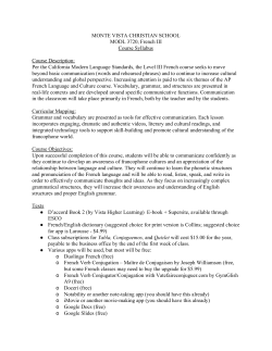 MONTE VISTA CHRISTIAN SCHOOL MODL 3720, French III Course