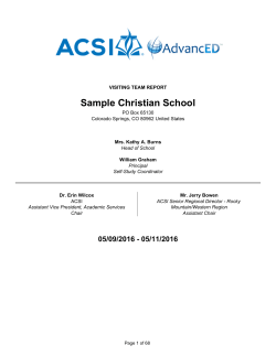 Sample Christian School - Association of Christian Schools
