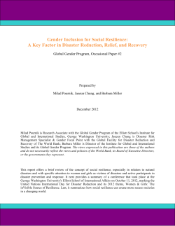 Gender Inclusion for Social Resilience: A Key Factor in Disaster