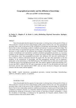 Geographical proximity and the diffusion of knowledge