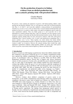 On the production of passives in Italian: evidence