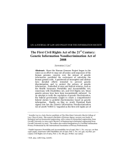 The First Civil Rights Act of the 21 Century: Genetic Information