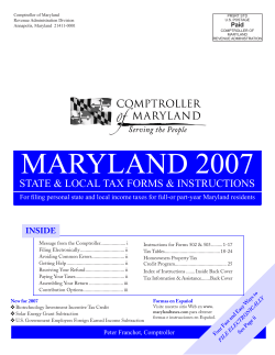 maryland 2007 - Maryland Tax Forms and Instructions